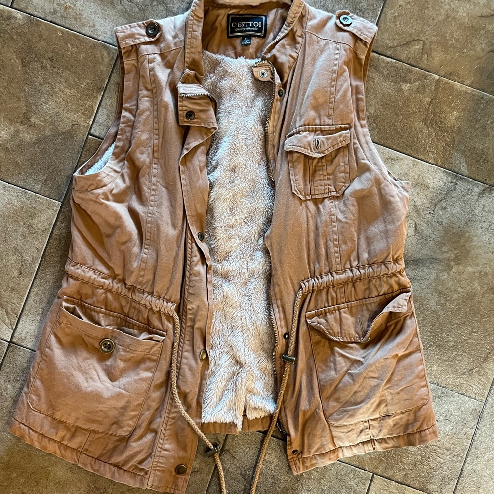 C. Style Women's Tan Utility Vest